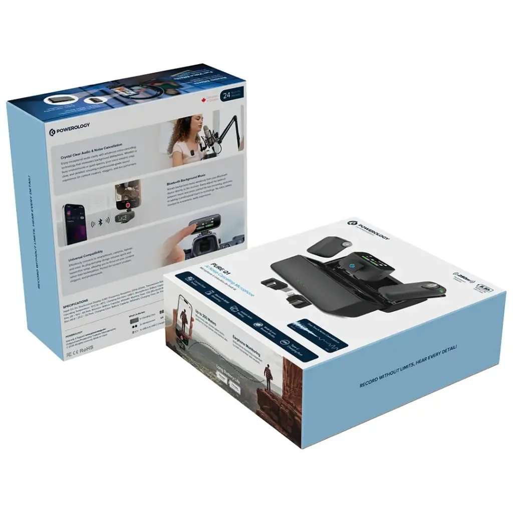 Powerology Pure Q1 Microphone With AI Noise cancelling Touch Screen - Linkphones Center